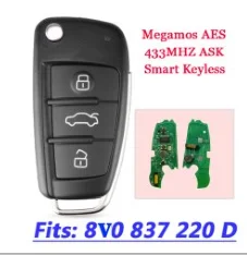 

Для Audi 3 кнопочный ключ 8X0 837 220D 433 МГц с чипом ID48