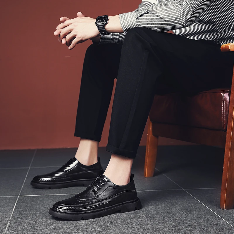 

Spring autumn Men Oxfords Shoes British Style Men Genuine Leather Business Formal Shoes Dress Shoes Men Flats moccasins