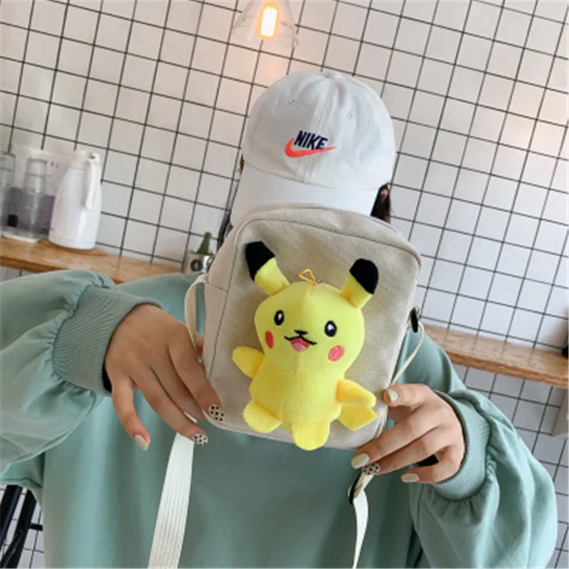 Детский мультяшный Аниме Пикачу милый плюшевый холщовый диагональный мешок