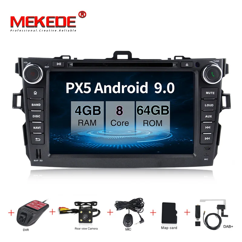 MEKEDE Android9.0 4G RAM 64G ROM HD экран 1024*600 автомобильный DVD для toyota corolla 2006 2011 с WIFI Радио RDS
