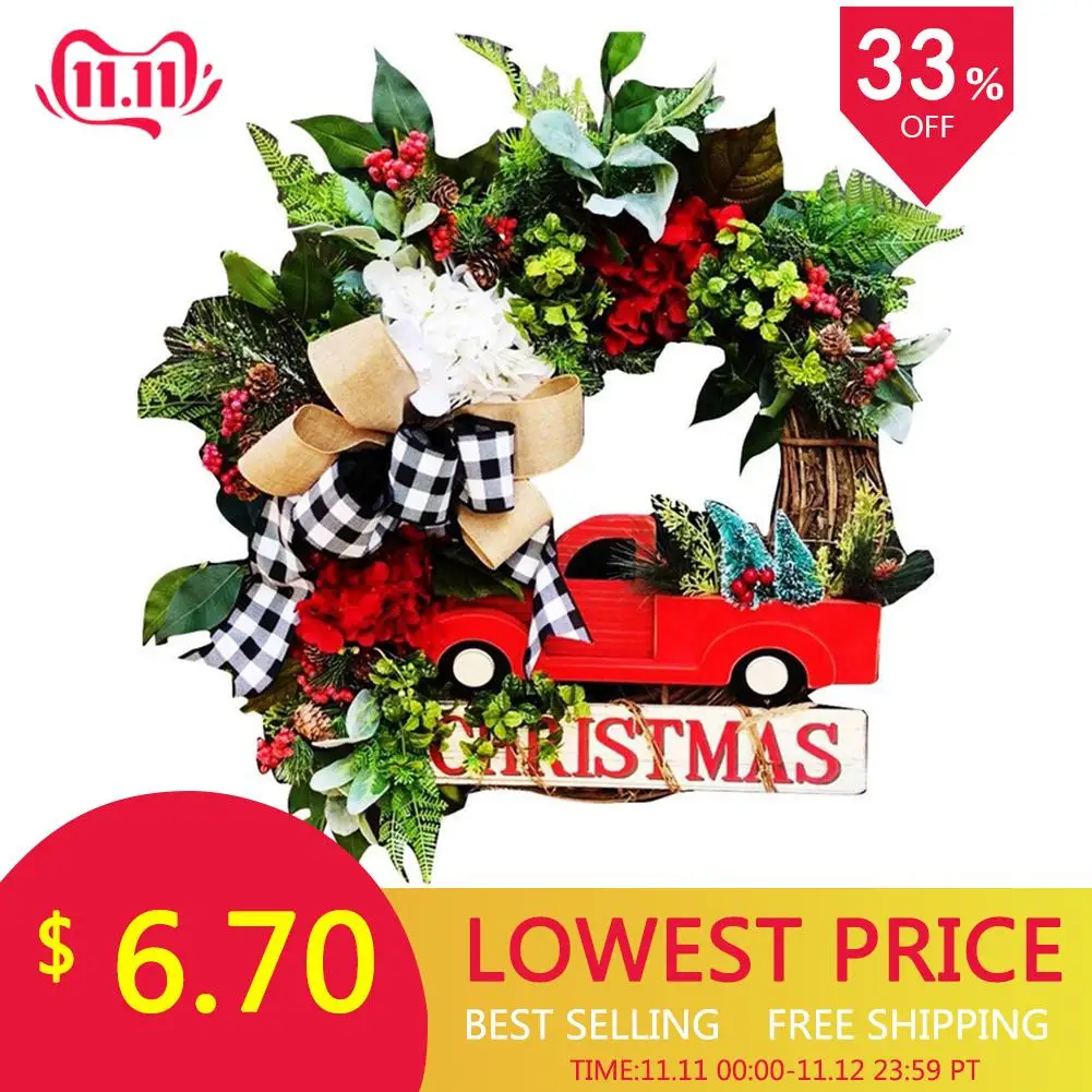 Новый рождественский ротанговый венок круглый ручной работы новогодний