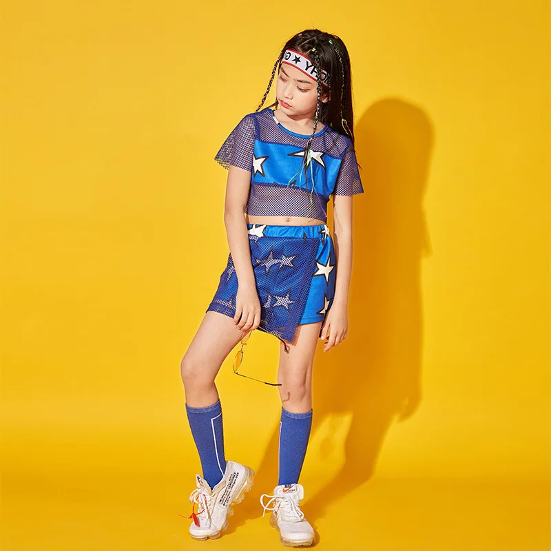 

Boys' Blue tights, hip-hop tops, shorts, girls' shorts, jazz costumes, performance and dance costumes