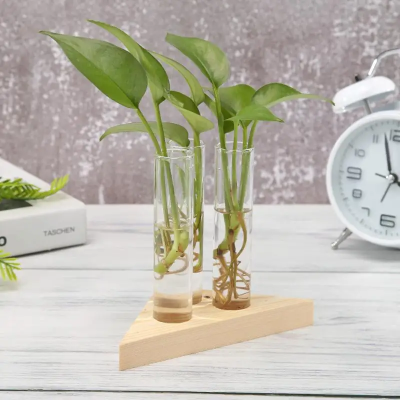 Креативная прозрачная стеклянная ваза для гидропоники треугольная настольная