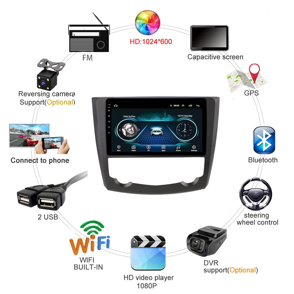 Авторадио для Renault Kadjar 2016 2017 автомобильный GPS навигатор мультимедийная система