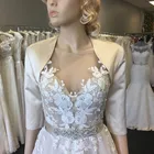 Свадебные аксессуары женский атласный Болеро цвета шампанского свадебная куртка свадебное пальто для невесты вечернее платье с коротким рукавом