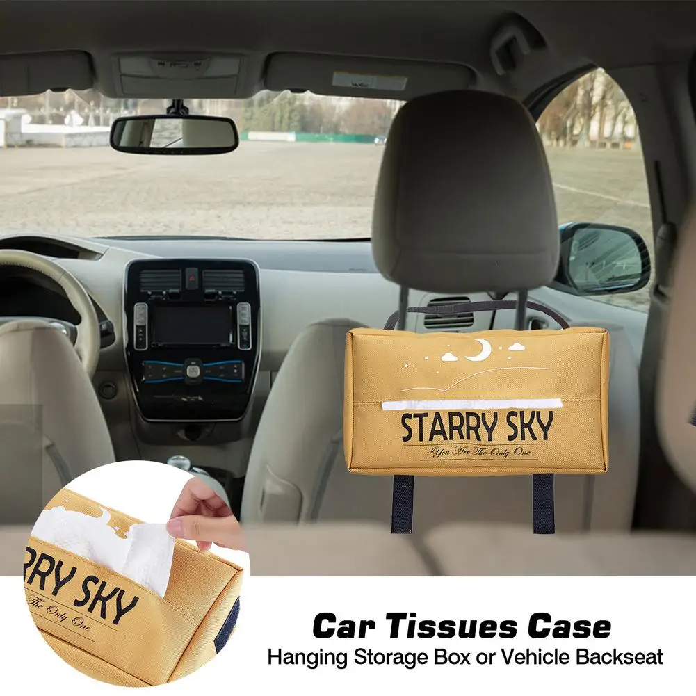 

Car Performance Car Tissue Box Holder Cover Case Portable Seat Back Napkin Paper Storage Bag