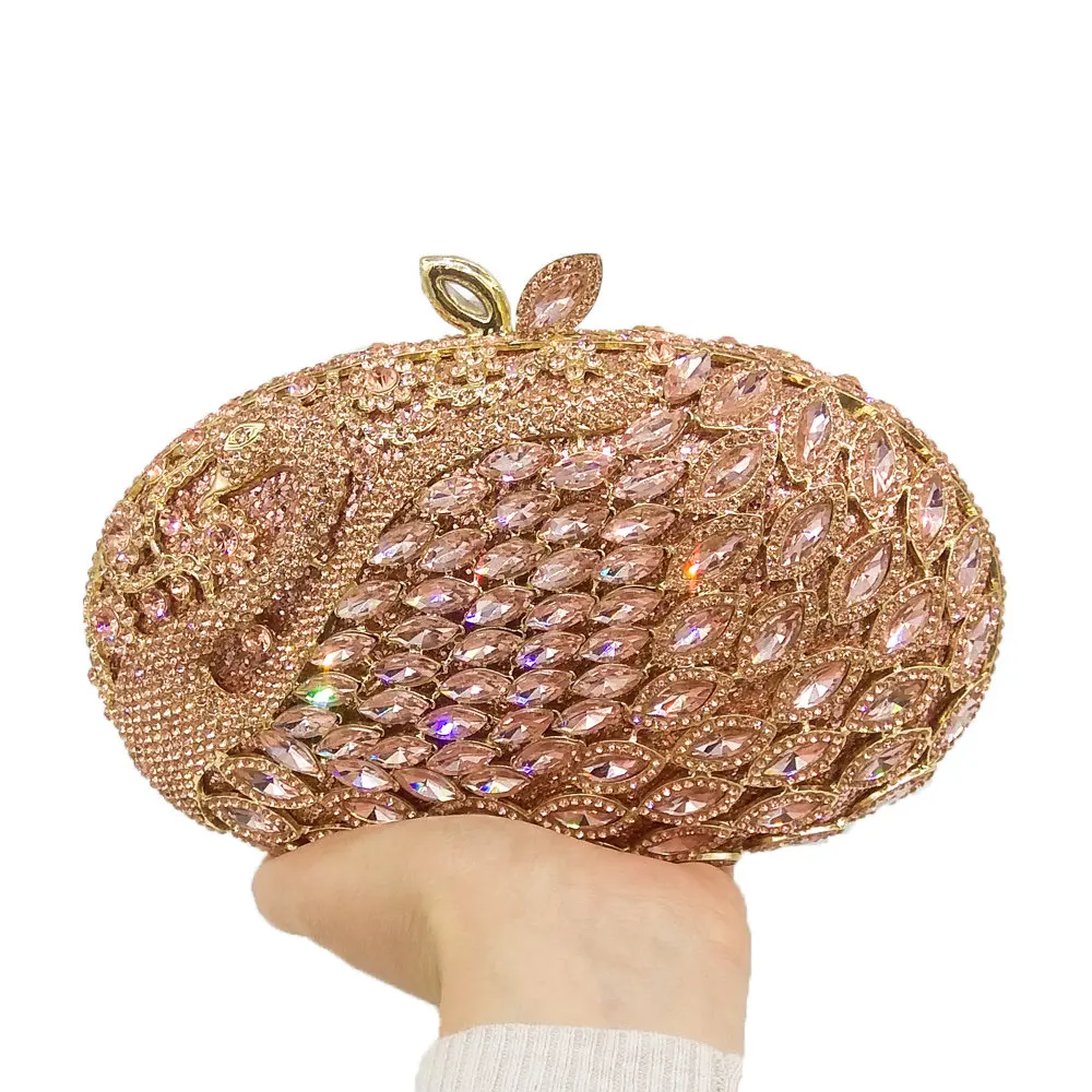 Женский клатч Boutique De FGG розовый Лебедь с кристаллами вечерняя сумочка минодьер