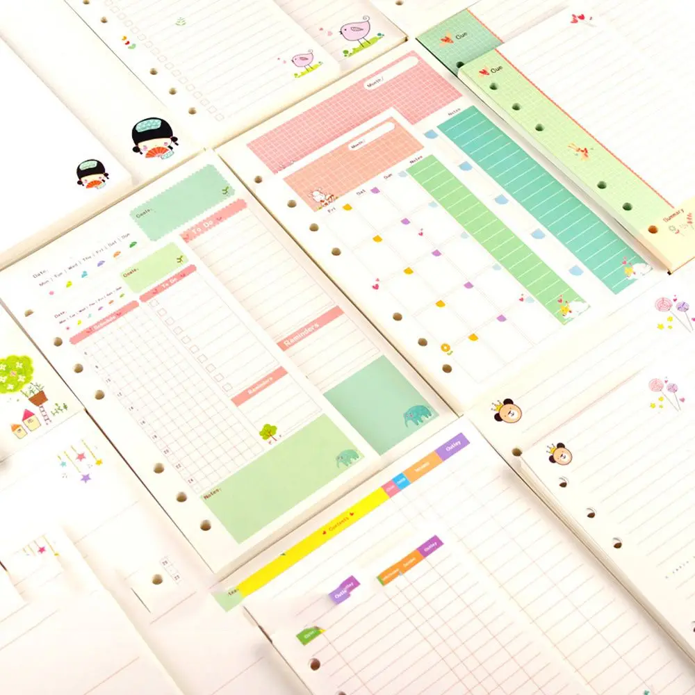 

1pc A6 Loose-leaf Notebook Refills 6 Hole Binder Filler Paper Monthly Plan Diary Schedule Handbook School Office Accessories