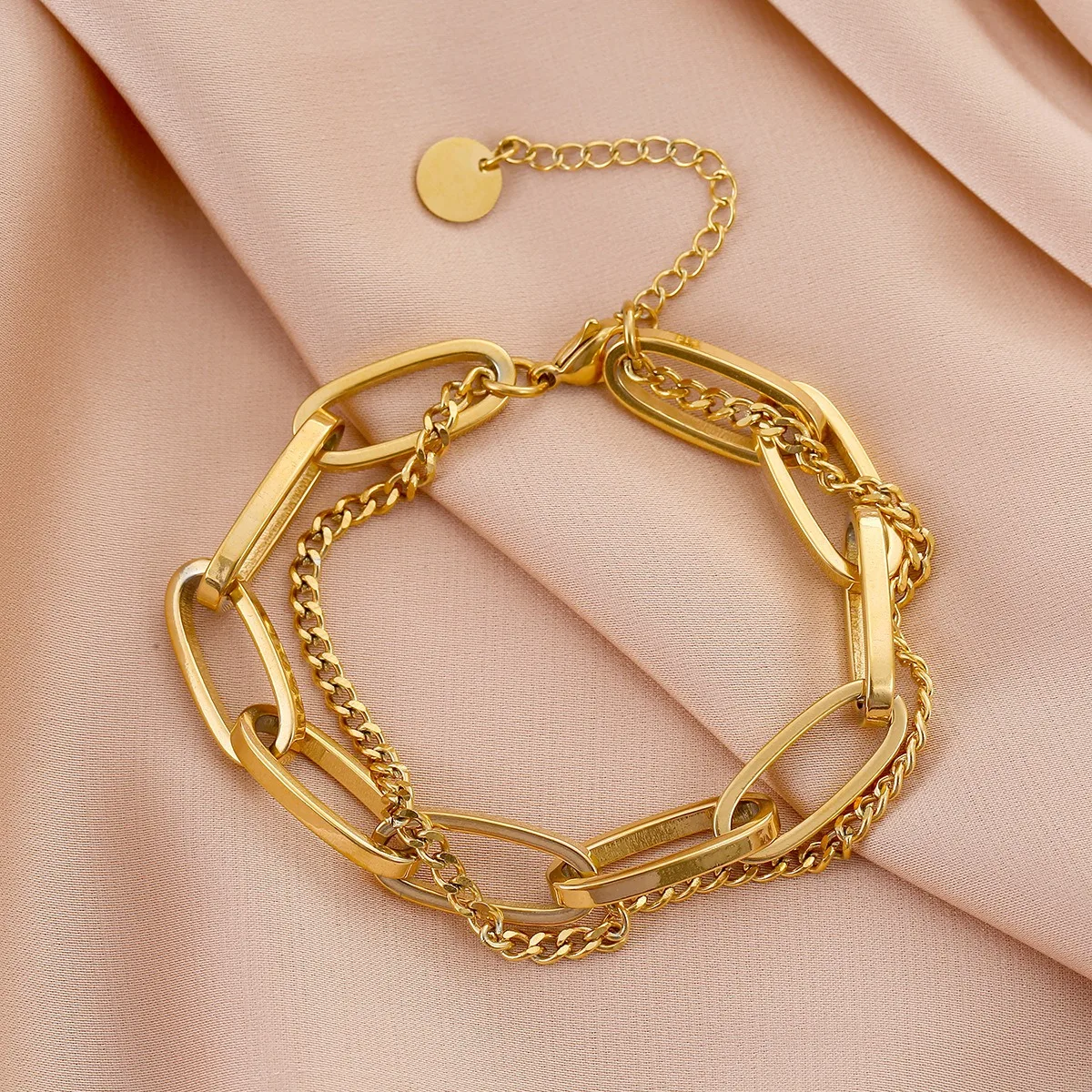 

AMC Fashion Link Chain Stainless Steel Bangle Bracelet for Women Exquisite Gold Metal Bracelet Jewelry Girl Beach Gift брелок