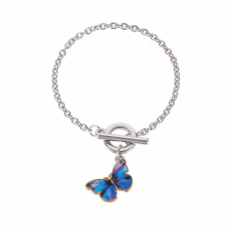 

2020 Kpop Harajuku Personality Aesthetic Butterfly OT Buckle Titanium Steel Chain Bracelet For Women Egirl Bff Lovers Jewelry