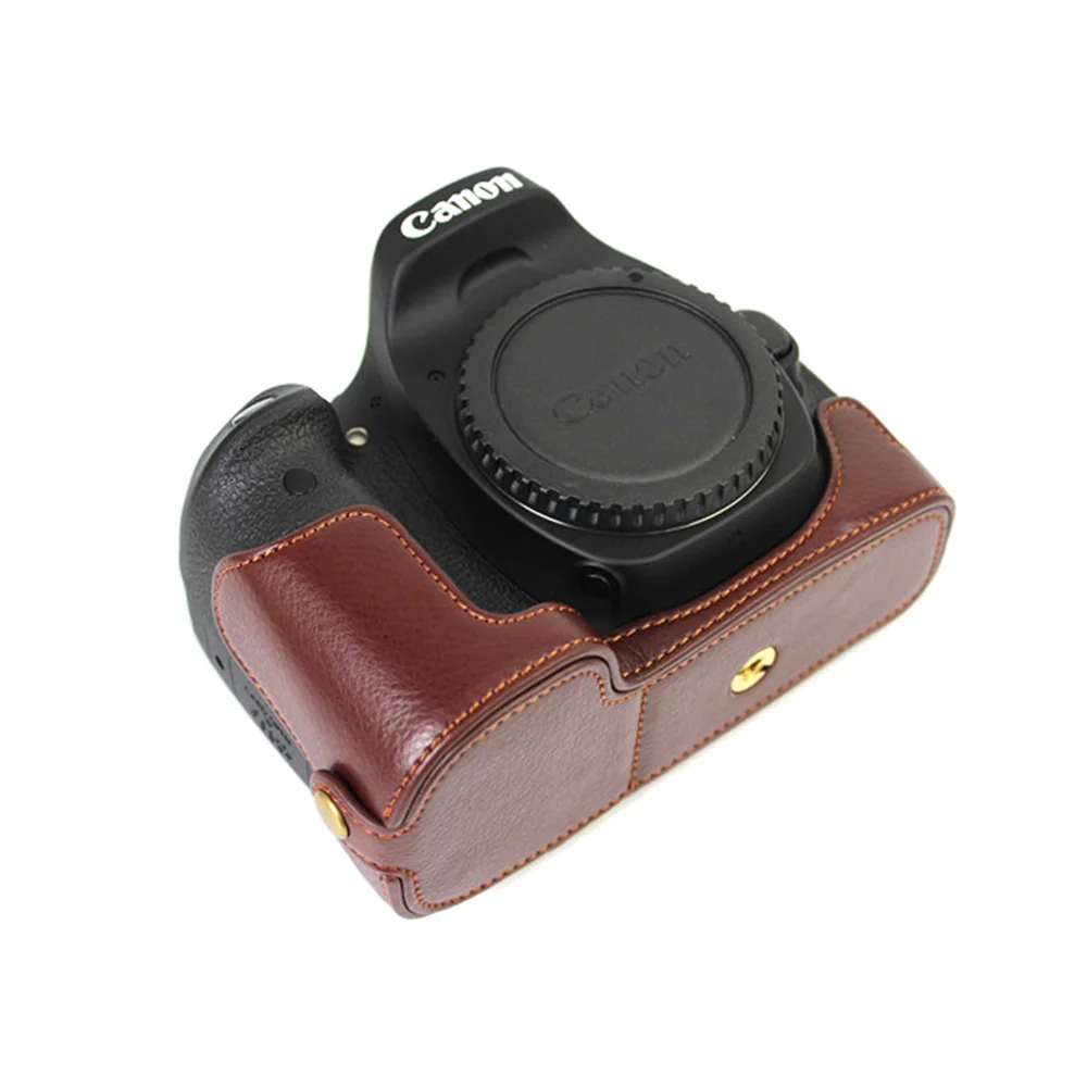 Чехол из натуральной кожи для камеры Canon 80D чехол-наполовину с открывающимся