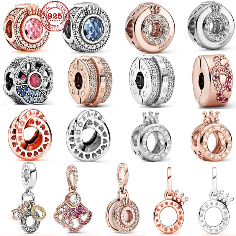 

Hot Sale 925 Sterling Silver Rose gold Crown Letter Fan Beads Fit Original Pandora Charms Bracelets DIY Women Jewelry