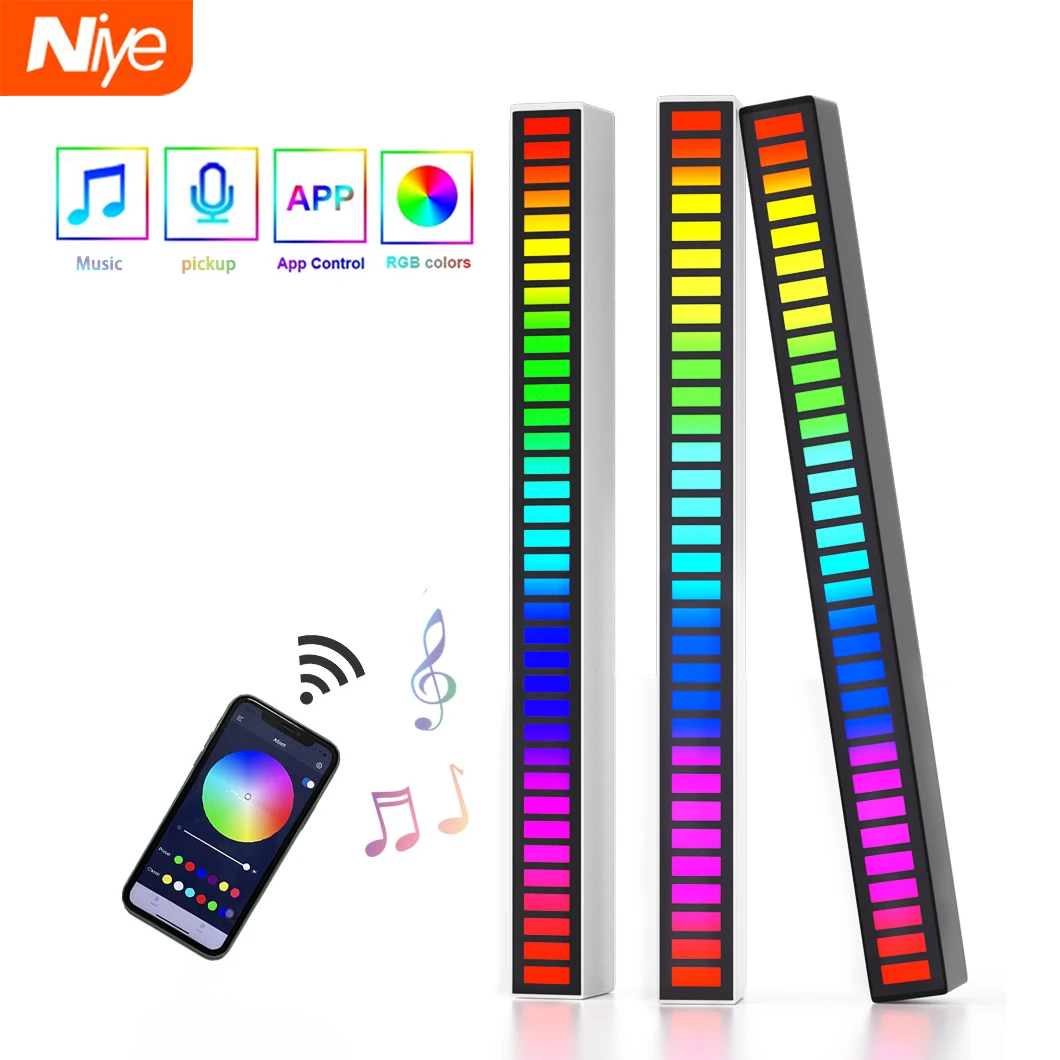 

LED Strip RGB Voice-Activated Rhythm Ambient Light Colorful Sound Control Ambient Light 32 Bit Music Level Indicator Car Desktop