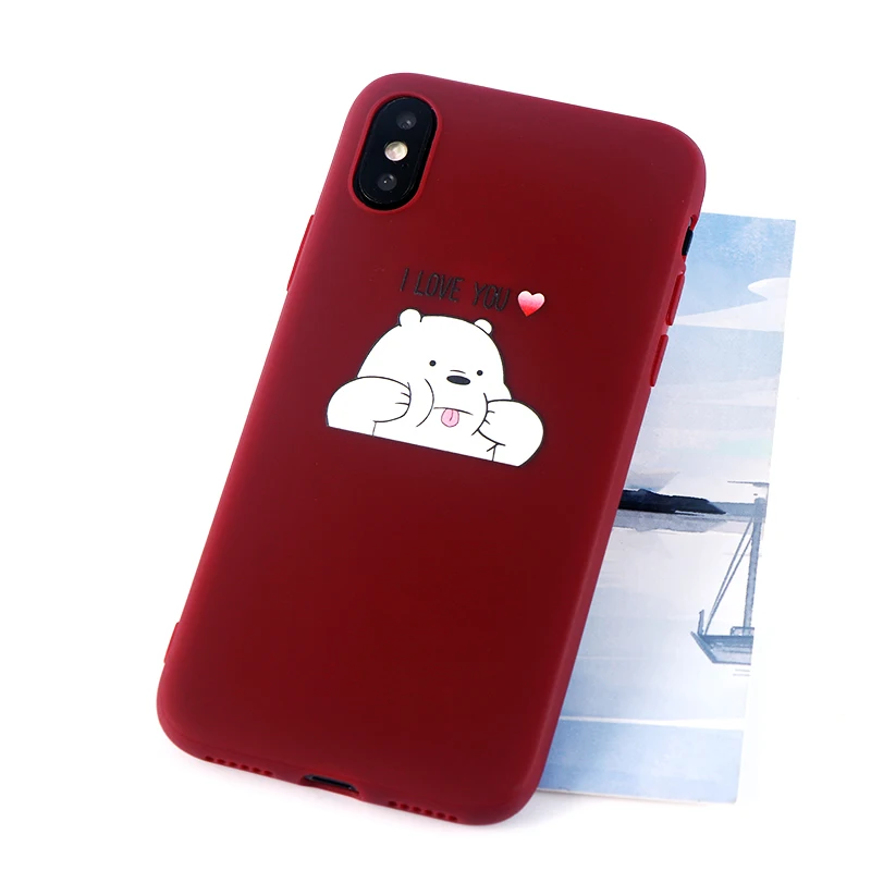 8709-dark-red Забавные чехлы для телефонов с пандой для iPhone X XS MAX XR 8 7 6 s Plus, мягкие силиконовые облегающие накладки на заднюю панель - Цвет: 8709-dark-red