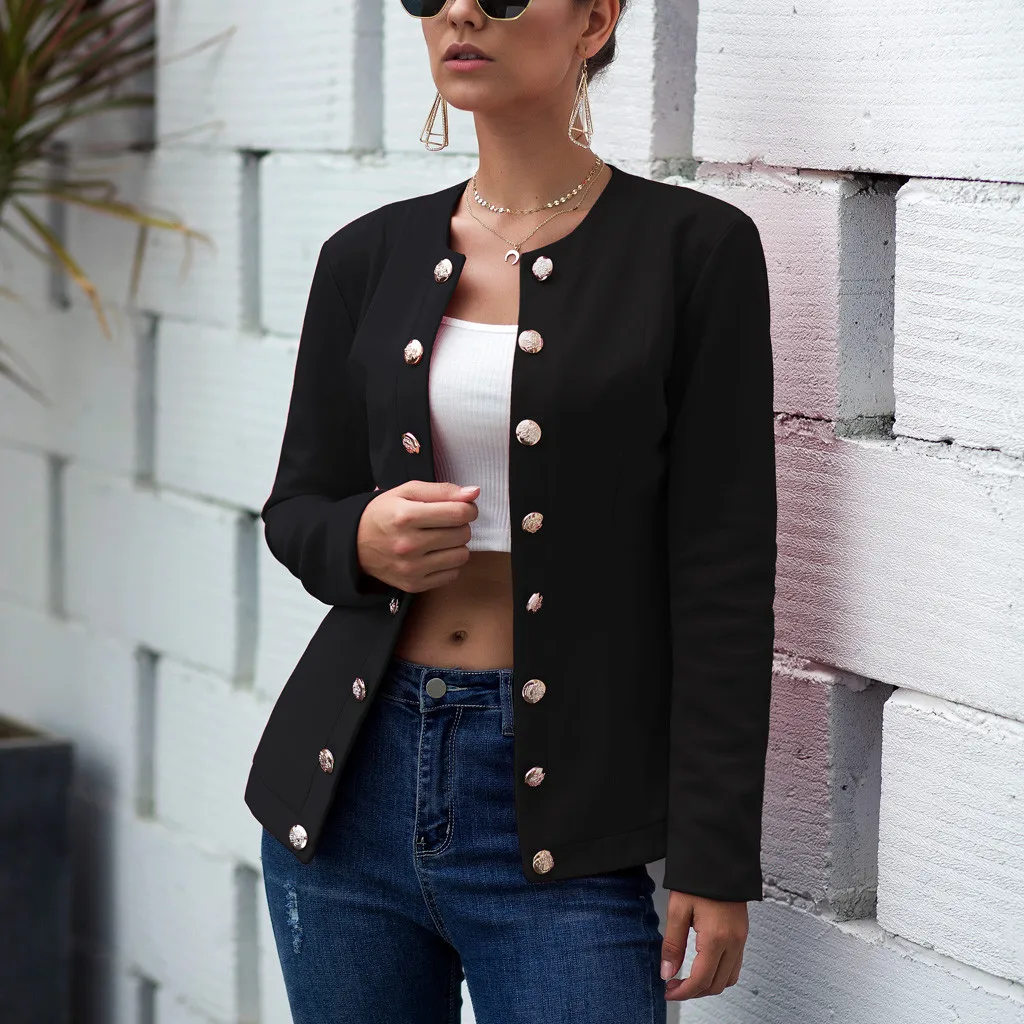 Женский двубортный блейзер с карманами черный красный синий однотонный длинным