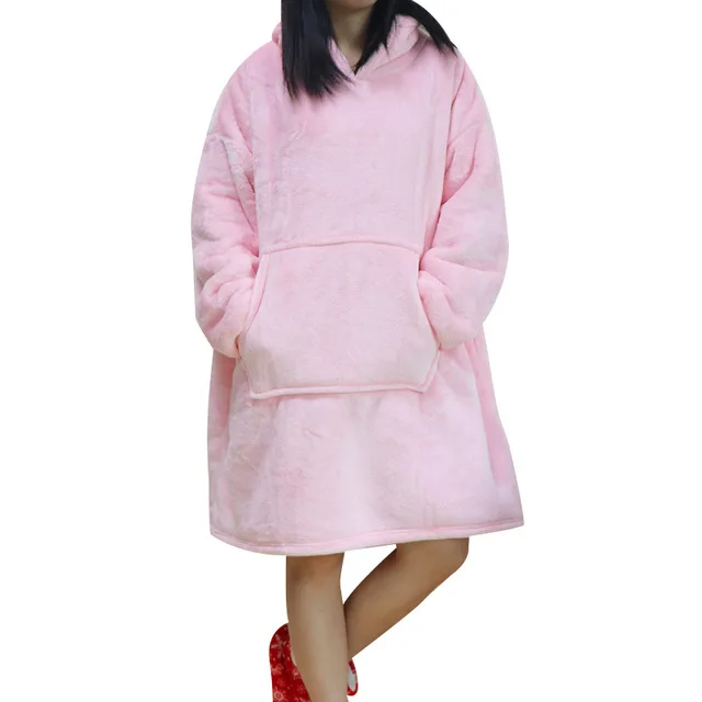 Baby Pink Зимние толстовки женские свитшоты толстовки одеяло теплые уличные пальто с капюшоном Comefy одеяло с капюшоном халат флис - Цвет: Baby Pink