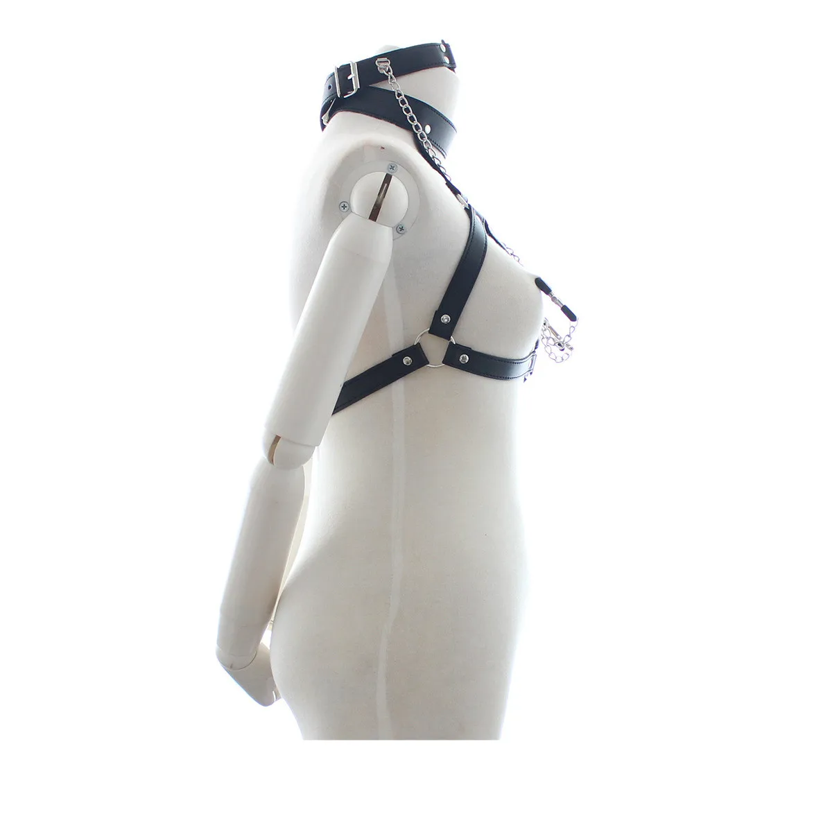 Кожаный бюстгальтер без косточек жгуты для бондажа с кольцом рта зажим сосков и