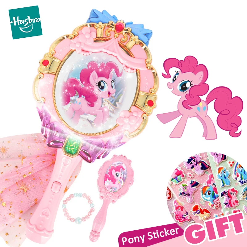 

Original My Little Pony Magic Mirror Hair Accessories Set Luminous Toys for Girls Makeup Sound and Light Playset Children Gift