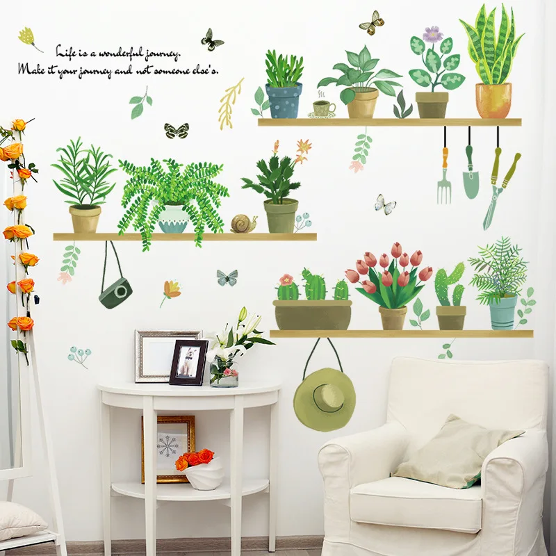 

Removable Flowerpot Wall Stickers for Living room Kitchen Bedroom Eco-friendly Wall Decals Vinyl DIY Art Murals Home Decoration