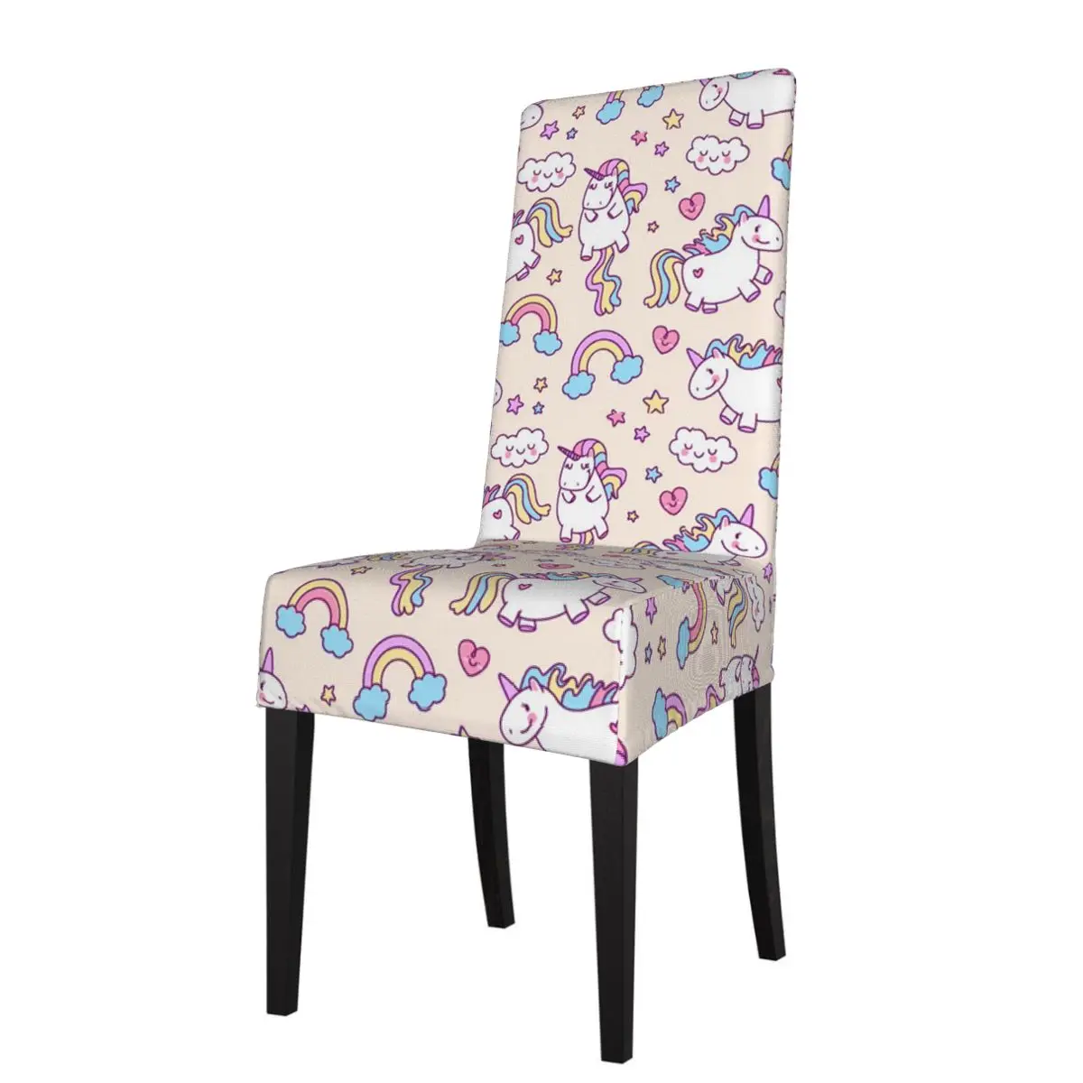 

Cute Unicorn Original Velvet Dining Chair Seat Covers, Stretch Fitted Dining Room Upholstered Chair Seat Cushion Cover Removable