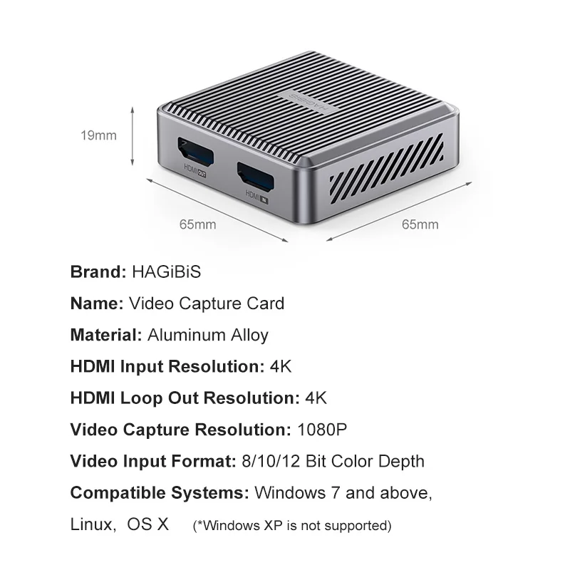 Hdmi совместимая карта для видеозахвата hagils 4K записи в режиме реального времени 1080P