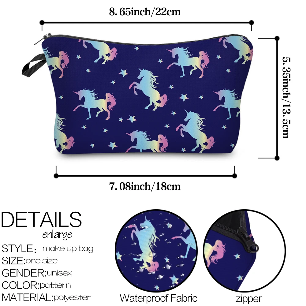 Deanfun водонепроницаемые вместительные маленькие косметички с принтом Dreamy Unicorn Star