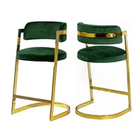 modern best selling modern brass color green velvet bar stool counter chair commercial furniture