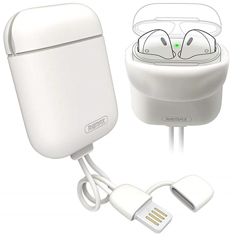 Силиконовый защитный чехол REMAX для Airpod противоударный мягкий кожаный Airpods