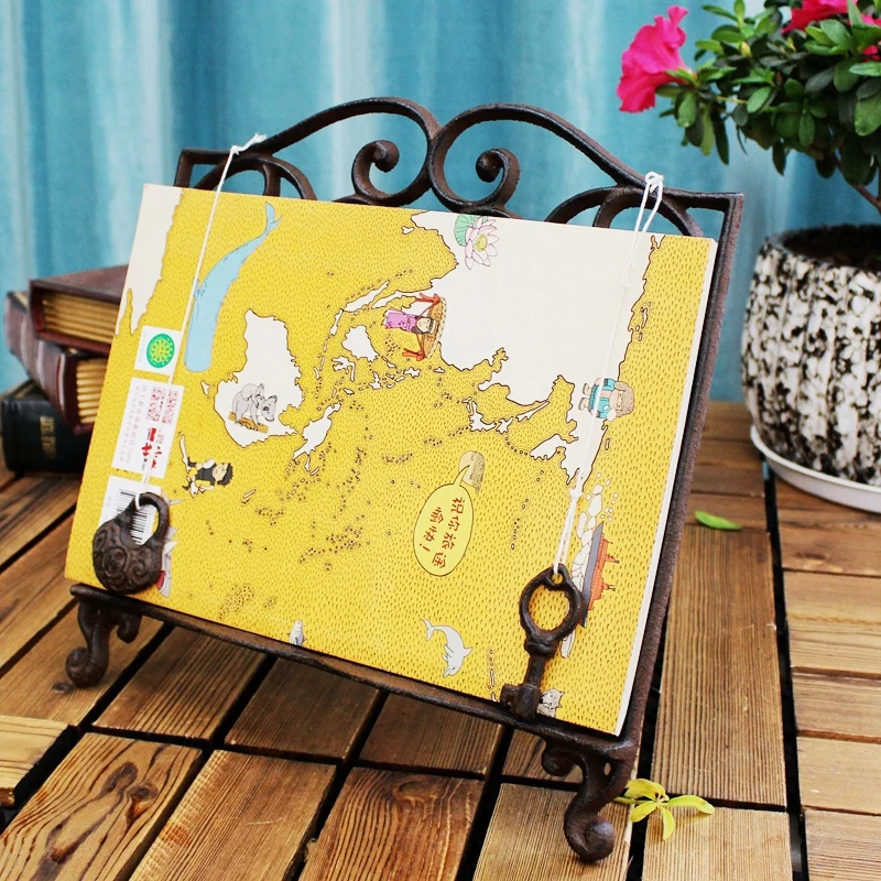 

Rustic Vintage Shabby Retro Wrought Iron Metal Cookbook Holder Stand Display