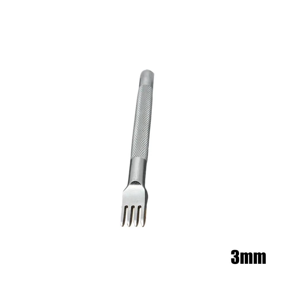 silver 3mm 4 tooth Кожаная фурнитура перфорационный инструмент 1/2/4/6 зубец Hole кроя прошитой расстояние между отверстиями буровая установка DIY кожа ремесленных инструментов - Цвет: silver 3mm 4 tooth
