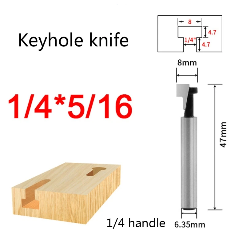 

3pcs 1/4 Inch 6mm Shank T Slot Router Bit Set Hex Bolt Key Hole Bits Keyhole Woodworking Slotting Milling Cutter Tool