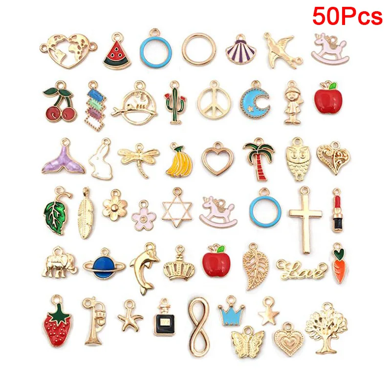 

Enamel Charms Random Mixed Animal Flower Fruit Moon Alloy Necklace Bracelet Drop Oil Jewelry Making Accessory