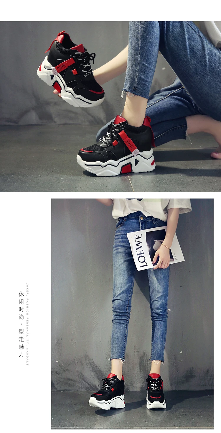 Womens Sneakers Trainers Platform Wedges Chunky Sneakers Black Sneakers Women Casual Shoes Woman Baskets chaussures femme