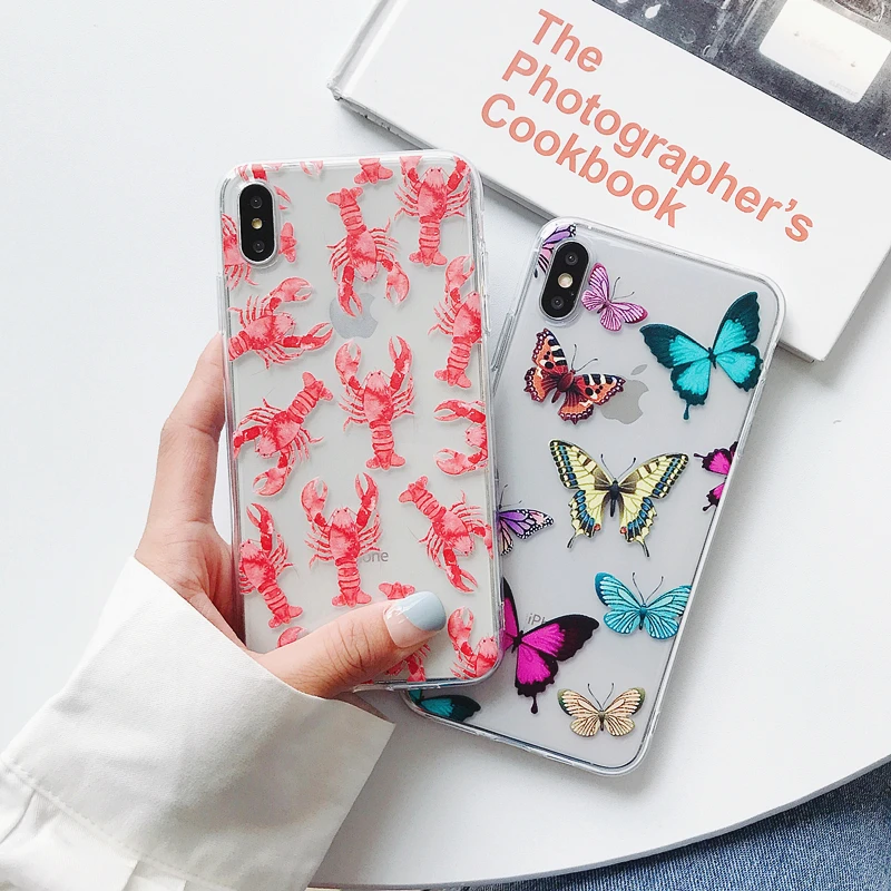 Мягкий ТПУ чехол s для iphone XR X XS Max 6 6S 7 8 Plus 11 11Pro Max простой милый чехол для телефона с рисунком бабочки Омаров