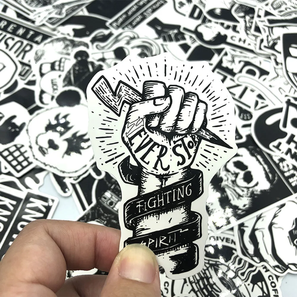 100pcs / set Vintage Stickers Black and White DIY for Motorcycle Skull Stationery Scrapbook Sticker Luggage | Канцтовары для офиса