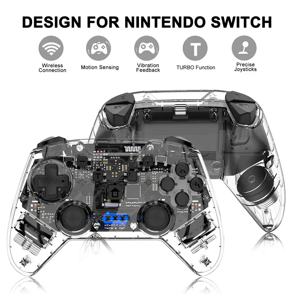 

HobbyLane Game Handle Plastic Transparent Wireless Bluetooth Game Controller for Nintendo Switch