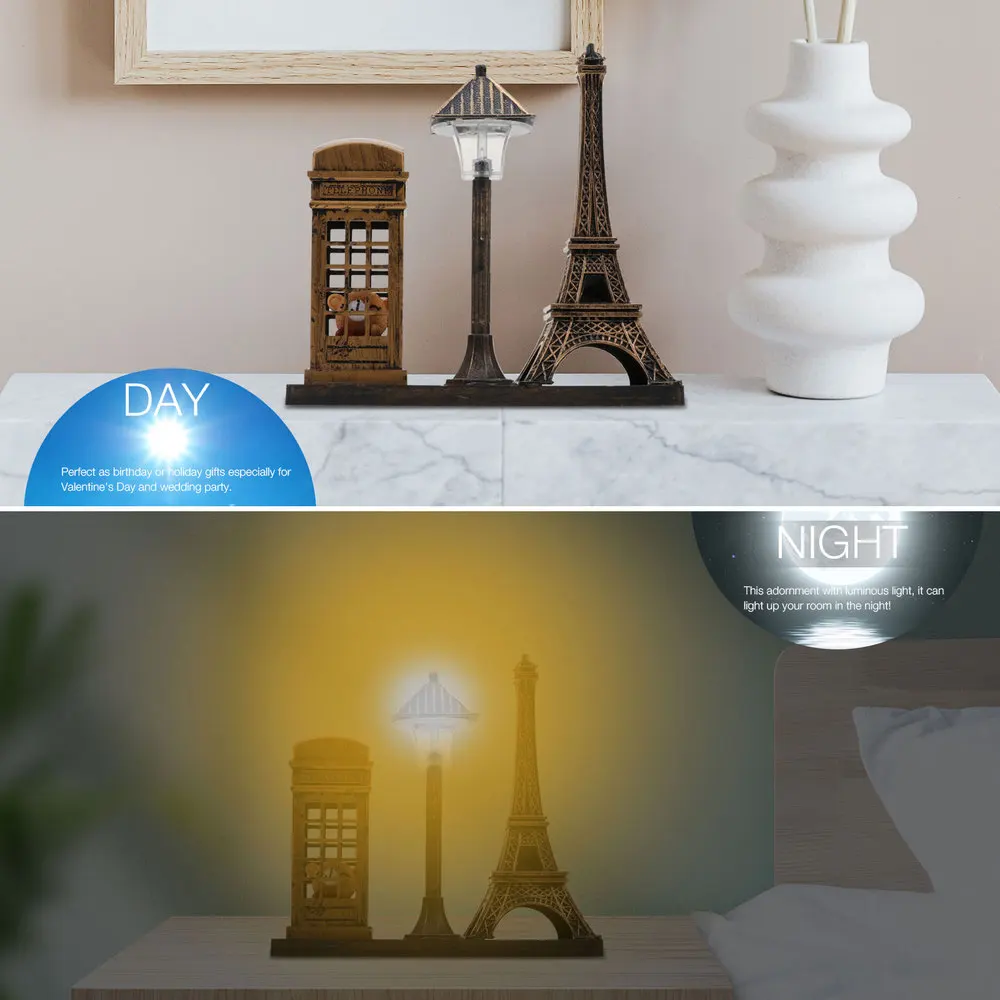 

Retro Luminous Decorative Lamp Eiffel Tower Telephone Booth Night Light