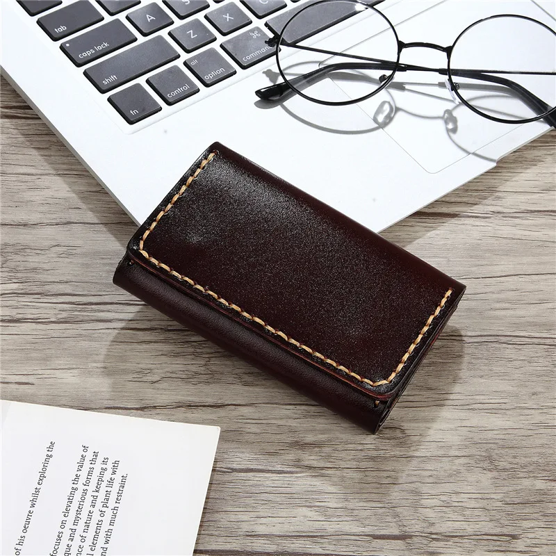 Первый слой воловьей кожи ручной работы Ретро мужской и женский кошелек для