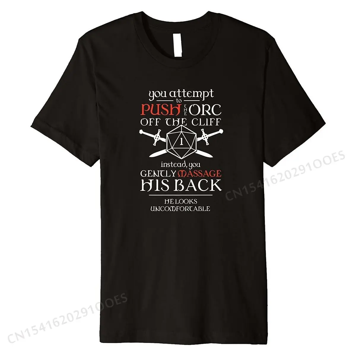 Tabletop RPG D20 Orc Massage Critical Failure Premium T-Shirt cosie Tops T Shirt for Men Hot Sale Cotton T Shirt Funny