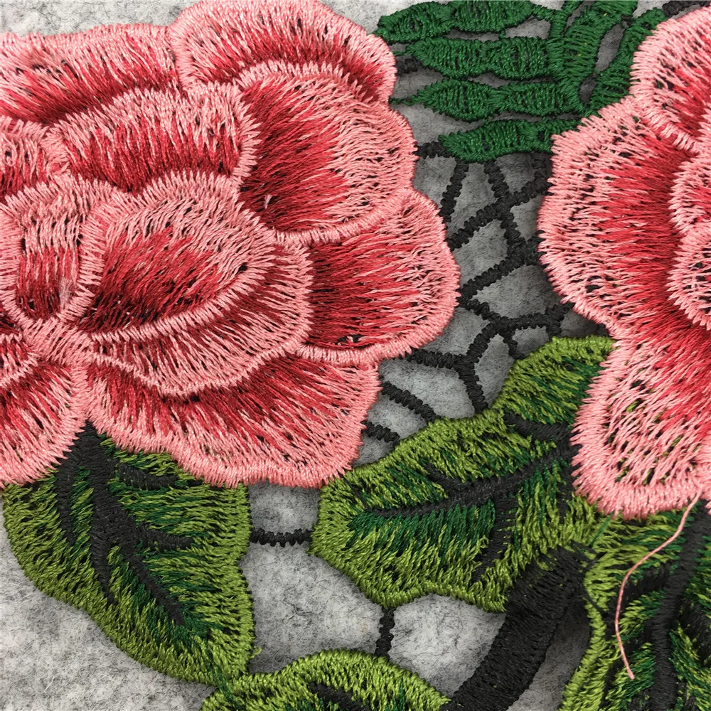 Распродажа 1 шт. розовая Венецианская кружевная ткань аппликация для платья