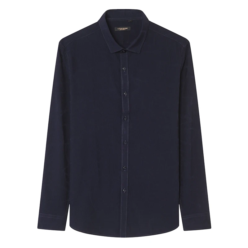 

LKSD Summer Autumn Streetwear Bule Print Men's Shirt Tops Fashion Causal Lapel Full Sleeve Loose Men Shirt Tops U15040037