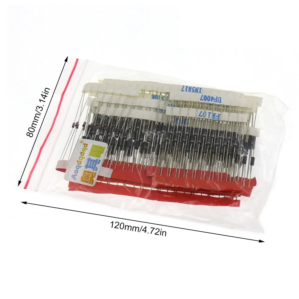 

200pcs 14 Valves Diode Sample Packs Switching Diodes/Rectifier Diodes/Schottky Diodes 1N5404 1N4007 RL207 1N5408