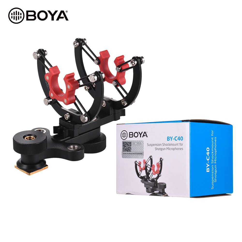 

BOYA BY-C40 Shock Mount Holder Clip Camera Shoe Noise-reducing Shock Mount accessories for Shotgun Microphones 20-22mm Diameter