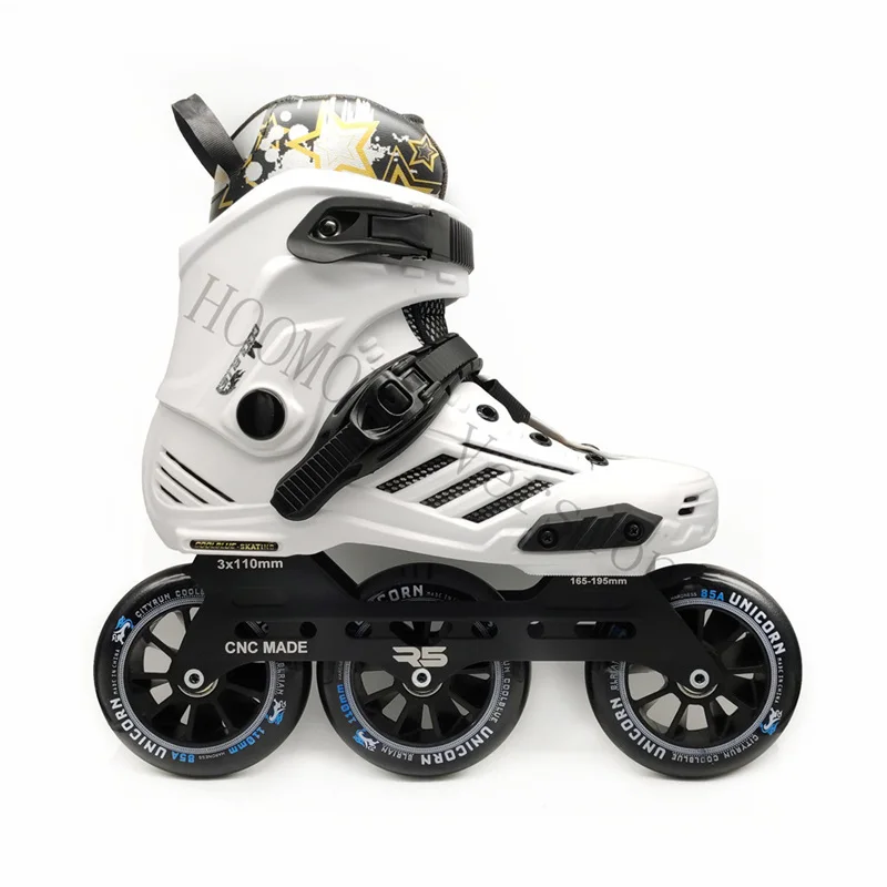 

Premium Adults Roller Skates Shoes with R5 3X110mm Tire Student Boys Girls Street Road Inline Skating Patines White Black 110mm