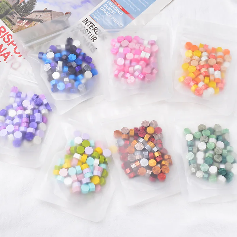 100 шт/лот Ретро восковые бусины в форме октагона для печати печати на свадебных конвертах, винтажный рукодельный декор, инструменты для изготовления открыток.