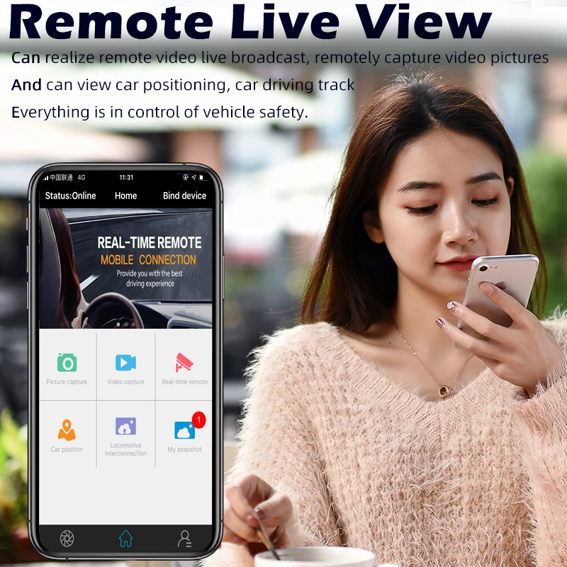 Автомобильный видеорегистратор Bluavido 4G Android 8.1 GPS двойная камера FHD 1080P WiFi ночное