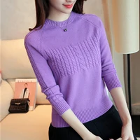 2020 winter womens blouses pullover long sleeve o neck slim female knitted sweater for female short solid sweaters tops