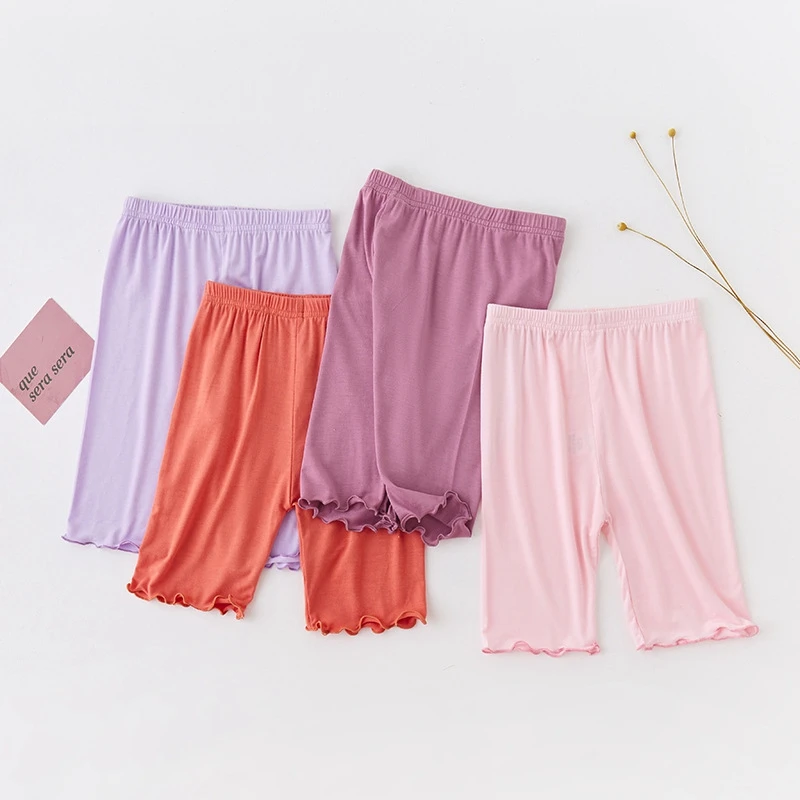 

Modal Girls Pants Cotton Children Safety Shorts Girls Leggings Kids Skinny Pants Solid Bow Knee Length Underwear for Daily Wear