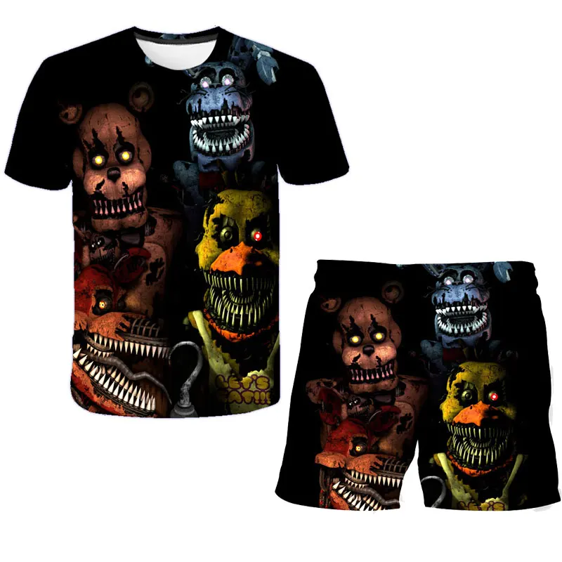 FNAF/костюмы с 3d принтом комплекты для маленьких девочек топ + шорты из 2 предметов