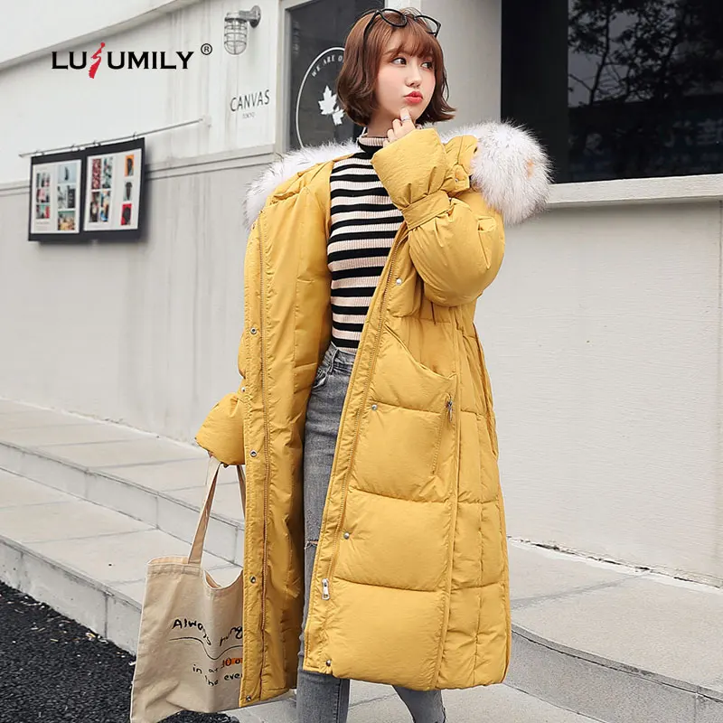 Lusumily 2020 Новое поступление женские зимние куртки утепленные меховые с капюшоном